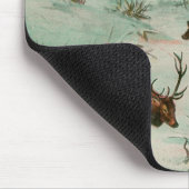 Tapis De Souris Scène de neige avec des cerfs communs (Coin)
