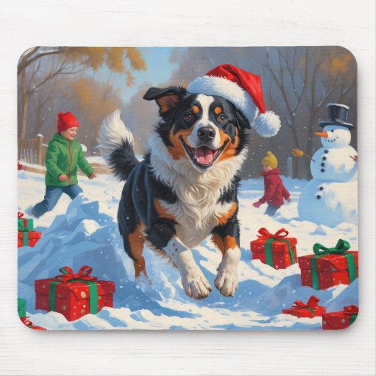 Tapis De Souris Scène de Noël de bétail australien (Devant)