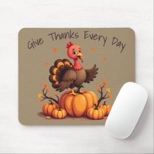 Tapis De Souris Scène de Thanksgiving mignonne avec dinde d'automn