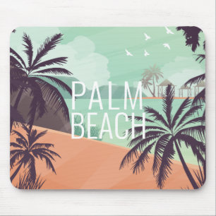 Tapis De Souris Scène de vacances à Palm Beach aux couleurs douces