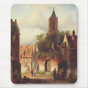 Tapis De Souris Scène de ville hollandaise par Charles Leickert Pa