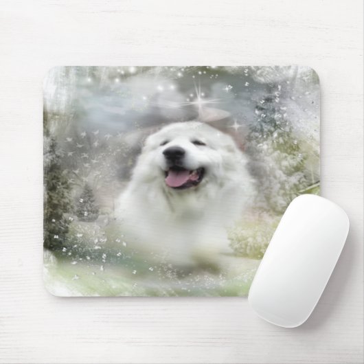 Tapis De Souris Scène d'hiver des Grands Pyrénées - Mousepad (Avec souris)