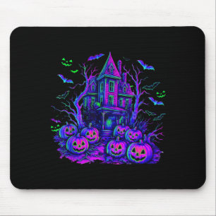 Tapis De Souris Scène effrayante Halloween vintage citrouille rétr