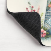 Tapis De Souris Scène florale côtière du phare patchwork (Coin)