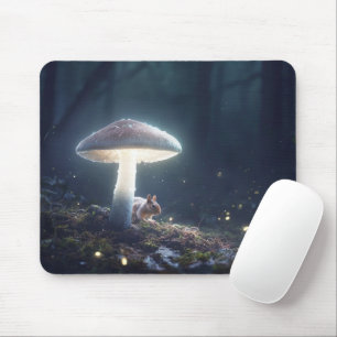 Tapis De Souris Scène forestière mystique avec écureuil et champig