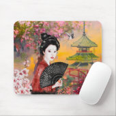 Tapis De Souris Scène Japonaise Avec Une Femme (Avec souris)