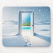 Tapis De Souris Scène tropicale dans une porte d'hiver (Devant)