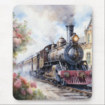 Tapis De Souris Scenic Landscape a Victorian Train<br><div class="desc">A lovely landscape with a Victorian train outside a train station</div>