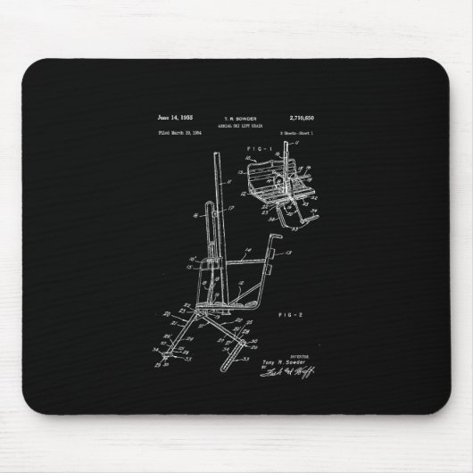 Tapis De Souris Schéma De Chaise De Remontée De Ski (Devant)