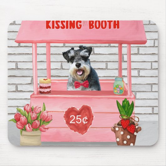Tapis De Souris Schnauzer Chien Valentine's Day Kissing Booth (Devant)