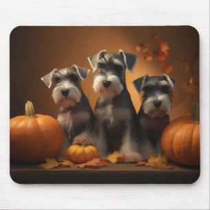 Tapis De Souris Schnauzer chiot Automne Délice Citrouille