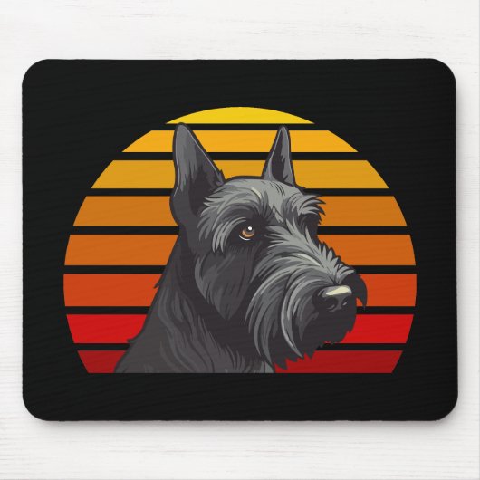Tapis De Souris Schnauzer Coucher Rétro (Devant)