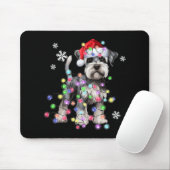 Tapis De Souris Schnauzer Dog Reindeer Christmas Lights Ugly Xmas (Avec souris)