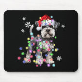 Tapis De Souris Schnauzer Dog Reindeer Christmas Lights Ugly Xmas (Devant)
