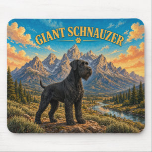 Tapis De Souris Schnauzer géant, Grand Teton aquarelle vintage