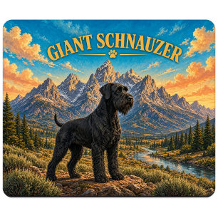 Tapis De Souris Schnauzer géant, Grand Teton aquarelle vintage