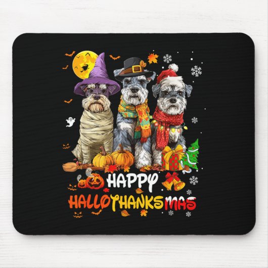 Tapis De Souris Schnauzer Happy Hallothanksmas Dog Lover Christmas (Devant)