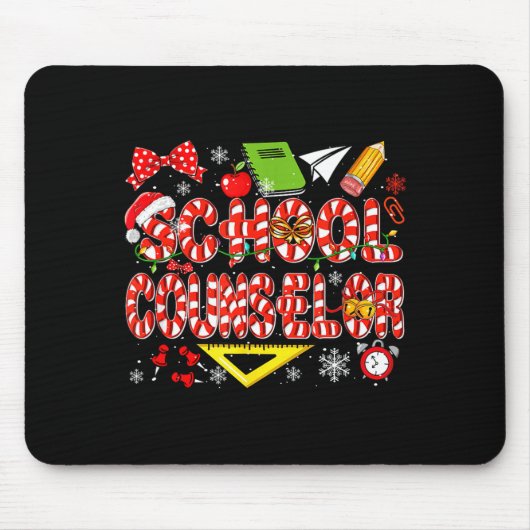 Tapis De Souris School Counselor Christmas Candy Canes Lover Funny (Devant)