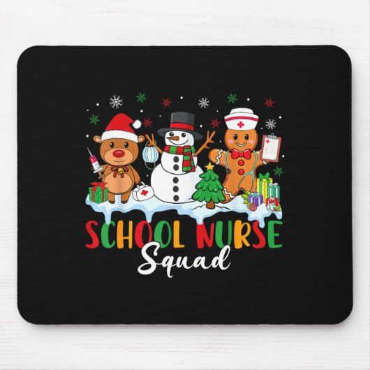 Tapis De Souris School Nurse Squad Reindeer Snowman Gingerbread Ch (Devant)