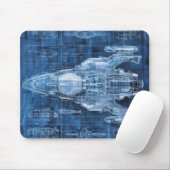 Tapis De Souris Sci-Fi Blueprint Space Ship (Avec souris)