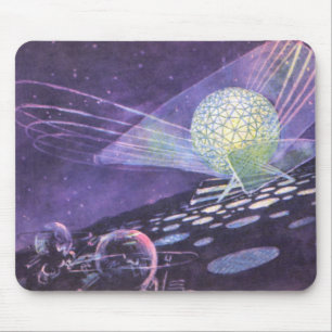Tapis De Souris Science-fiction vintage, orbe brillante avec Alien