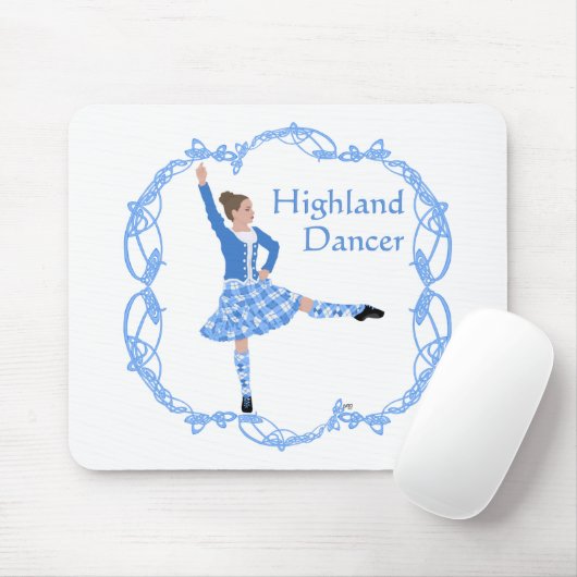 Tapis De Souris Scottish Highland Dancer Celtic Knotwork bleu (Avec souris)