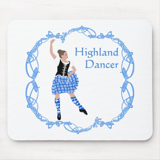 Tapis De Souris Scottish Highland Dancer Celtic Knotwork bleu (Devant)