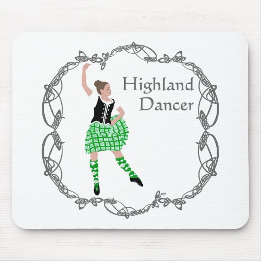 Tapis De Souris Scottish Highland Dancer Celtic Knotwork Green (Devant)