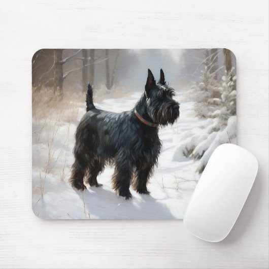 Tapis De Souris Scottish Terrier Laisser Il Neige Noël (Avec souris)