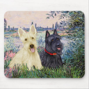 Tapis De Souris Scottish Terriers (deux-BW) - Sur la Seine