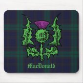Tapis De Souris Scottish Thistle on Dark Tartan Custom Name (Devant)