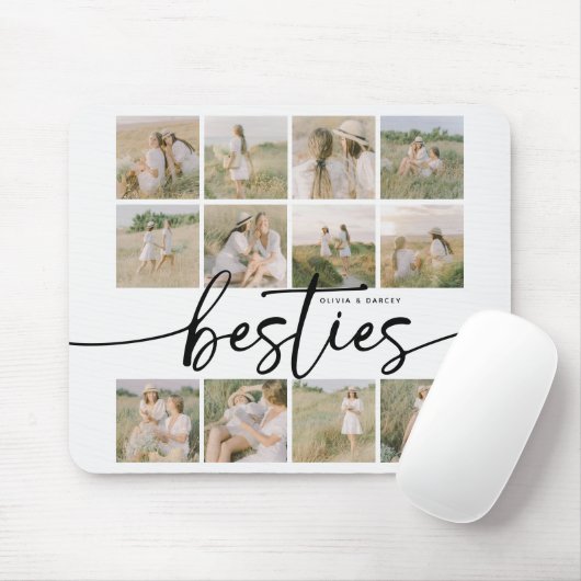 Tapis De Souris Script Besties Photo Collage Personalized (Avec souris)
