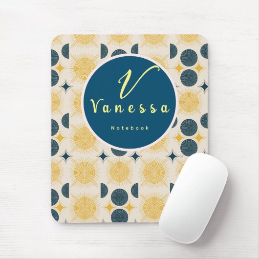 Tapis De Souris Script Boho Celestial Sun Moon (Avec souris)