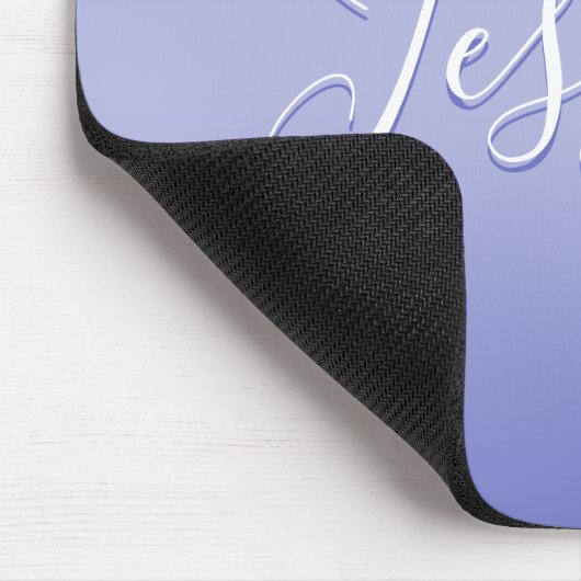 Tapis De Souris Script cursif modifiable | Violet blanc et violet (Coin)