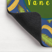 Tapis De Souris Script de monogramme à feuille bleue banane tropic (Coin)