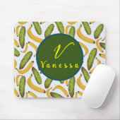 Tapis De Souris Script de monogramme de feuille de banane tropical (Avec souris)