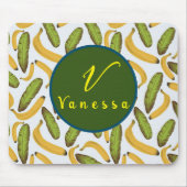 Tapis De Souris Script de monogramme de feuille de banane tropical (Devant)