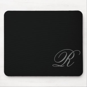 Tapis De Souris Script de monogramme gris de charbon noir Panier d