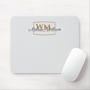 Tapis De Souris Script de nom de monogramme Silver Gold