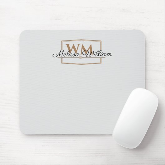 Tapis De Souris Script de nom de monogramme Silver Gold (Avec souris)