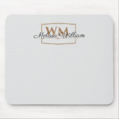 Tapis De Souris Script de nom de monogramme Silver Gold (Devant)