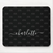 Tapis De Souris Script de nom de motif en noir blanc monogramme (Devant)