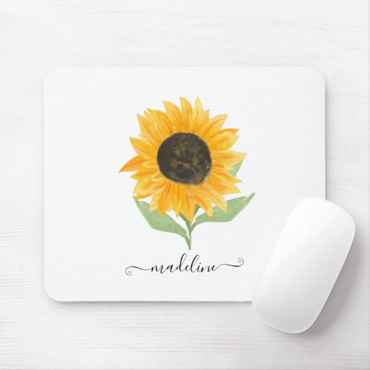 Tapis De Souris Script de nom personnalisé de tournesol rustique m (Avec souris)