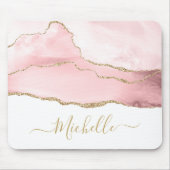 Tapis De Souris script élégant or et blush agate pavé de souris (Devant)