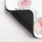 Tapis De Souris Script initial des roses rose et blanc chic (Coin)