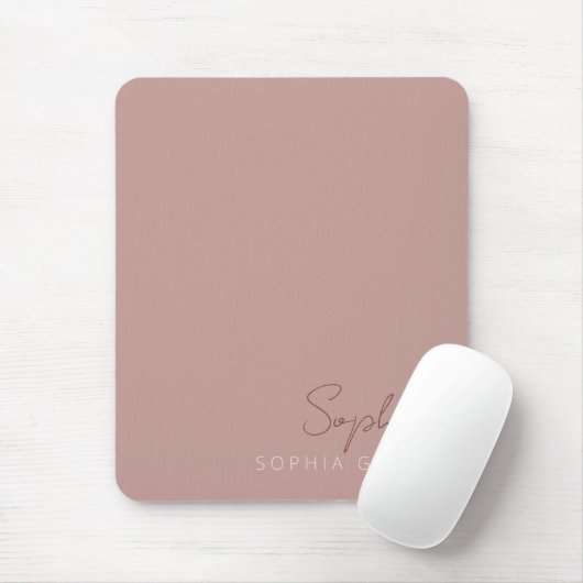 Tapis De Souris Script manuscrit personnalisé moderne Rose poussié (Avec souris)