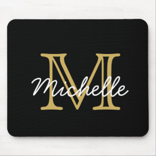 Tapis De Souris Script minimaliste moderne en or noir