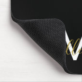 Tapis De Souris Script moderne élégant en or noir monogramme (Coin)