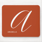Tapis De Souris Script Moderne Monogramme Initiale Un Orange Brûlé (Devant)