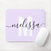 Tapis De Souris Script Monogramme moderne violet clair (Avec souris)
